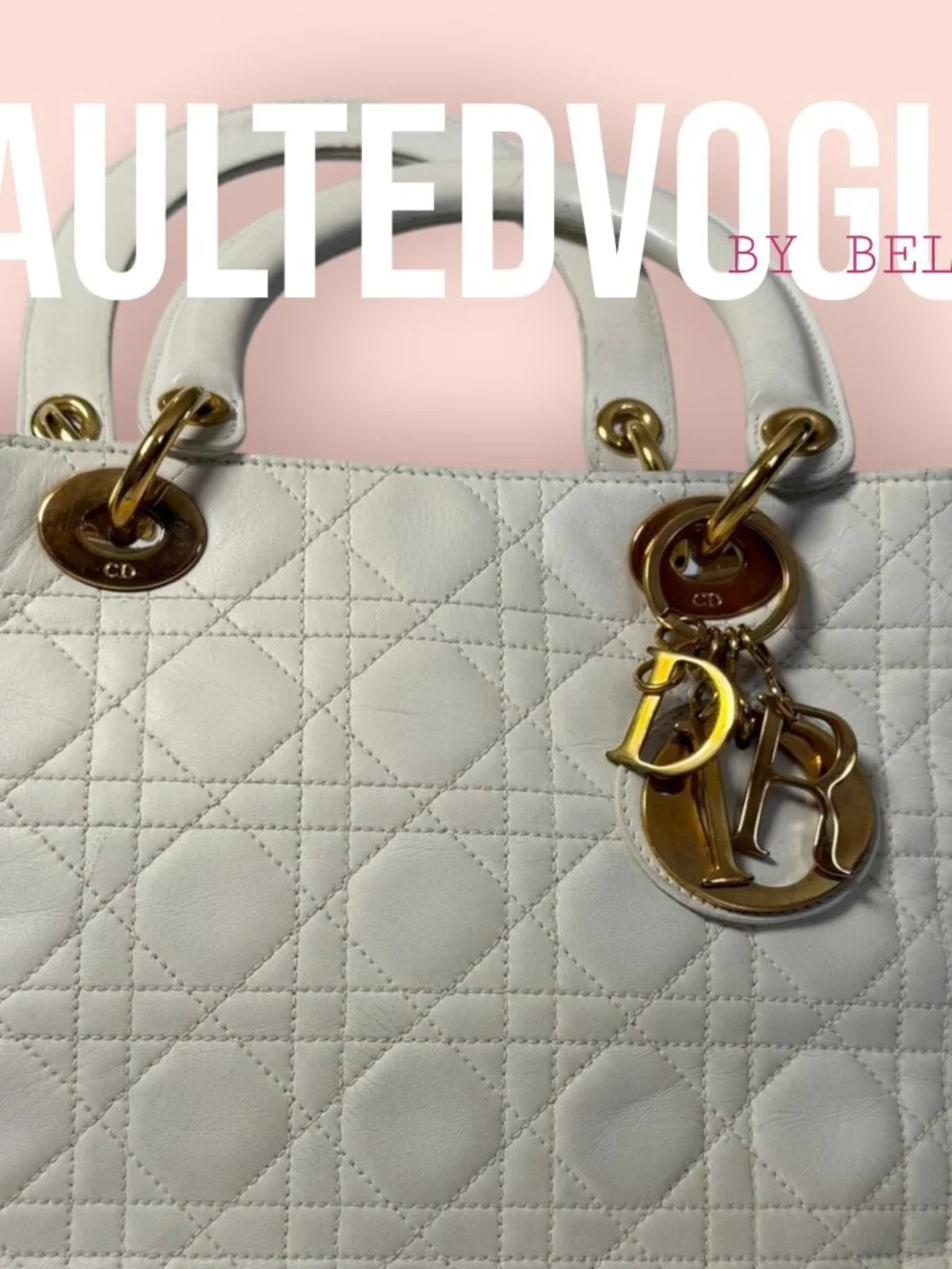 Christian Dior Lady Dior Large Cannage White Leather Tote Gold Hardware Bag - Picture 15 of 16